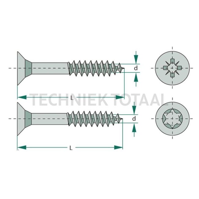 GRANIT Spanplattenschrauben M4 x 40 mm DIN 7962 TORX T20 - 200 Stück