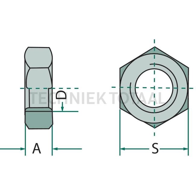 Sechskantmuttern M8 x 1,25 DIN 934, Schlüsselweite 13 mm - 10 Stück