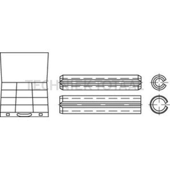 clamping pin set Contents: 12 common dimensions from 1.5 x 10 mm to 8 x 80 mm, approx. 710 pieces