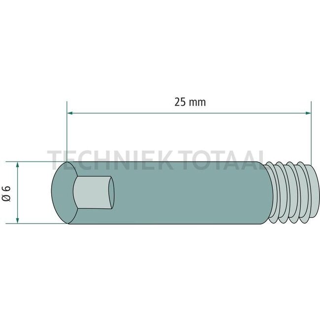 Lasbus M6 round, thread-Ø 1 mm, length 25 mm
