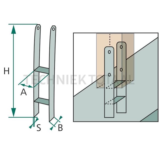 GRANIT Pfostenhalter H-Form 101 mm, B 60 mm, H 600 mm, S 5,6 mm galvanisiert