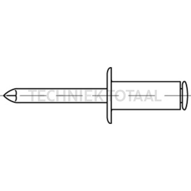GRANIT Blindniete - 500 Stück - 48788402 05X020, L158448 | Bohrung-Ø: 5,1 mm | DIN: 7337 | Ø dk: 9,5 (-0,8) mm | K: 1,1 (+/-0,3) mm | Klemmbereich: 12,0 - 15,5 mm | Klemmlänge l: 12 - 16 mm | Länge: 20 mm | Nennmaß: 5x20 mm | Ø d: 5 mm | ISO Nr.: 15977 | Ø dm: 2