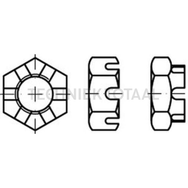 Castellated nut M10 x 1 DIN 937, steel