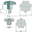 GRANIT Star button DIN 6336 M10, Ø 50 mm, with threaded bush