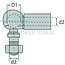 GRANIT angle joint - 48571802 AS13M08V, 503192, 9798311041, 0057953, 8418650, 0503192, 0040409, 05076696, 50057322, 9798000041, AP | Ø d2: 8 mm | Ø D: 13 mm | DIN: 71802 | Thread: M8 | Quality: Galvanised | Version: With threaded pin, hexagon nut and circlip | T
