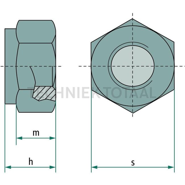 Sicherungsmutter M6 x 1 mm DIN 982, Schlüsselweite 10 mm, verzinkt - 100 Stück