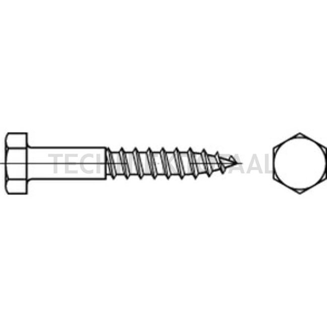 GRANIT Hexagon head wood screws M8 x 60 mm DIN 571 stainless steel V2A - 100 pieces