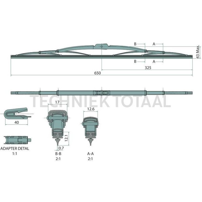 GRANIT Wiper blade - 11043553, SJ26248, 1362265GA04 | Length: 650 mm | Reference no.: SJ26248