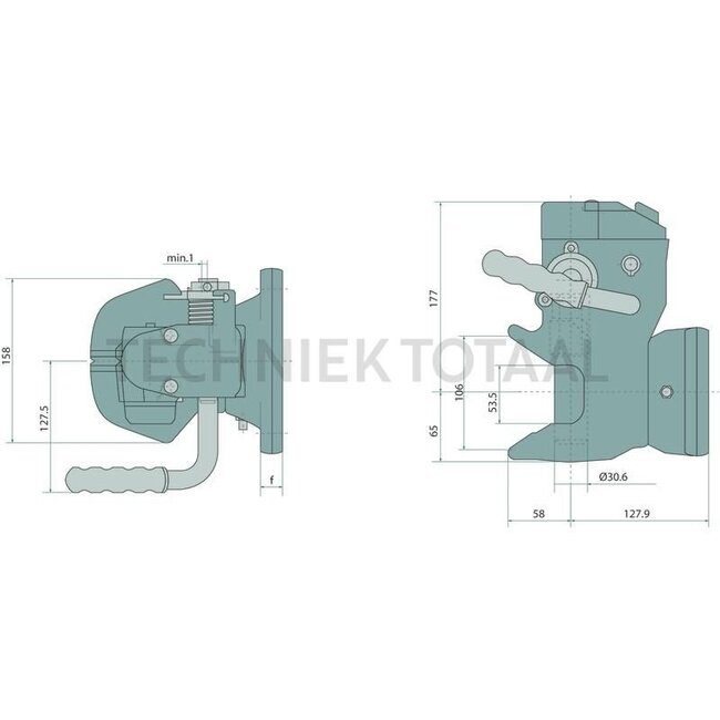 ROCKINGER Flenskoppeling automatisch cilindrische pen 30,6 mm, 160 x 100 mm, M21 - RO855B5030C