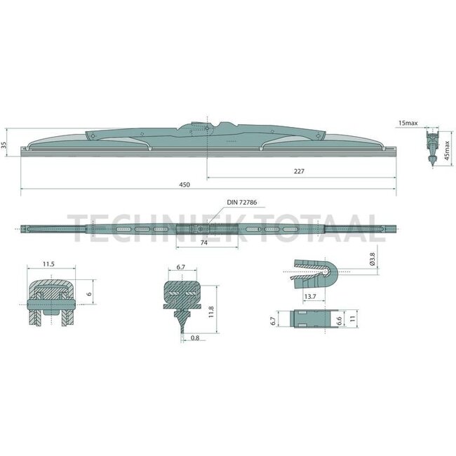 GRANIT Ruitenwisserblad - 11132272, 1330345GA04 | Lengte: 450 mm | Lengte: 18 inch