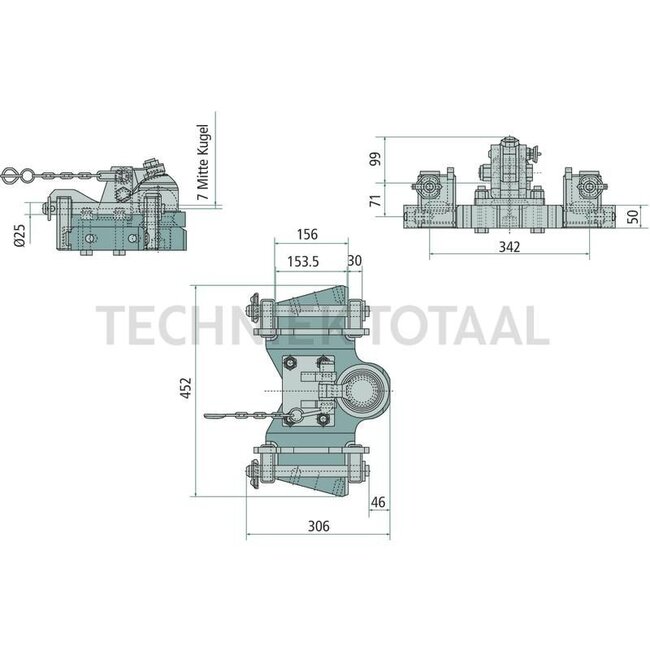 Scharmüller Tragplatte - 777009603060A11, 0.960.306.0-A11, 00.960.306.0-A11, 0098117100000 | Verriegelung: Kugel 80 | Stützlast: 3000 kg | D-Wert: 65,7 kN | Länge: 306 mm | Breite: 443 mm | Stärke: 50 mm | Anzahl Herzbolzen: 1 | Farbe: AGCO Grau | Länge x Breite: 306