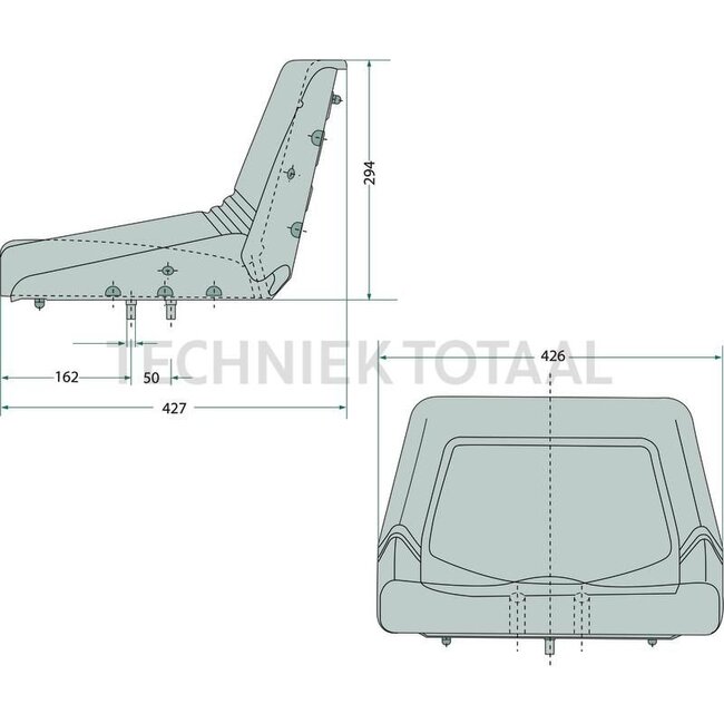 GRANIT Seat PVC - 25270289 | To fit: Various ride-on mowers and lawn tractors | Colour: Black | Width: 425 mm | Height: 295 mm