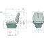 GRANIT Seat - 24000036SKS, STPLUSV42GREYCLOTH | Technical data: - Suspension seat with suspension adjustment for weights from 50 kg to 120 kg, - Suspension travel 100 mm, - Suspension with hydraulic shock absorber, - Longitudinal adjustment with guide rails, - A