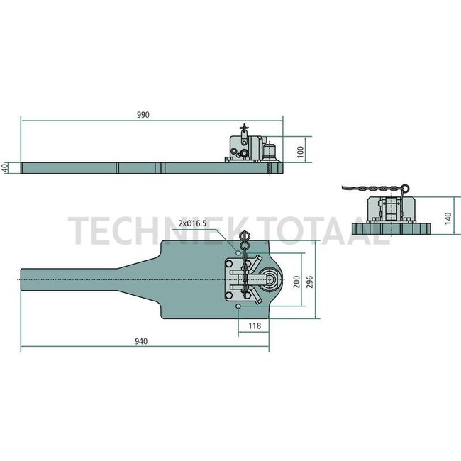 Scharmüller Tragplatte - 777009610410, 0.961.041.0-A01, 00.961.041.0-A01 | Verriegelung: Piton Fix | Stützlast: 2000 kg | D-Wert: 84,1 kN | Länge: 990 mm | Breite: 296 mm | Stärke: 40 mm | Farbe: Schwarz Grundiert | Länge x Breite: 990 x 296 mm