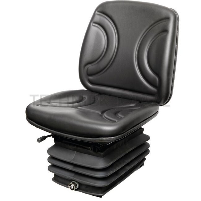 GRANIT Seat - 240920037, STPLUSV42AIR/BLACKPVC | Technical data: Air-sprung seat with adjustment for weights from 100 kg to 130 kg, ● Suspension stroke 100 mm, ● Longitudinal adjustment with guide rails 250 mm, ● Adjustment range 150 mm in steps of 15 mm, ● Seat