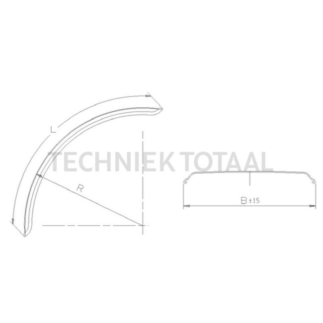 GRANIT Mudguard, quarter, without bracket For agricultural vehicles - 220106032100, E2500, 82001944, 1060 32 100, L173510 | Width B: 320 mm | Length L: 1070 mm | Colour: Black | Description: • Manufactured using a rotation process  | • Material: (PE) polyethylen