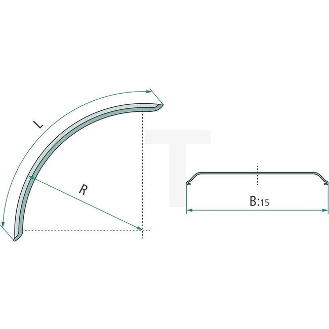 GRANIT Spatbord, kwartcirkel, zonder houder voor agrarische voertuigen - 220106037130, E2800, 1060 37 130, 186700031010, F186700031010 | Breedte B: 370 mm | Lengte L: 1245 mm | Kleur: zwart | Omschrijving: • Vervaardigd door spuitgieten  | • Materiaal (PP-EPDM)