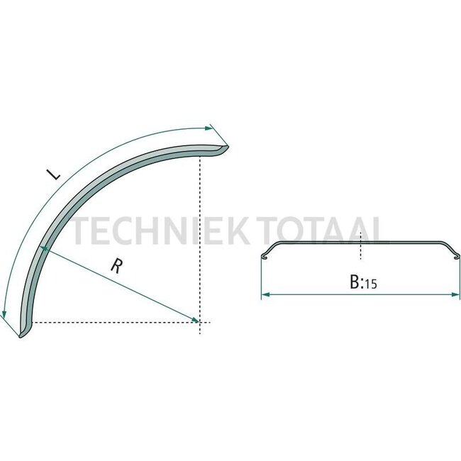 GRANIT Kotflügel Viertelkreis 370 x 1245 mm, Radius 725 mm, ohne Halter - E2800