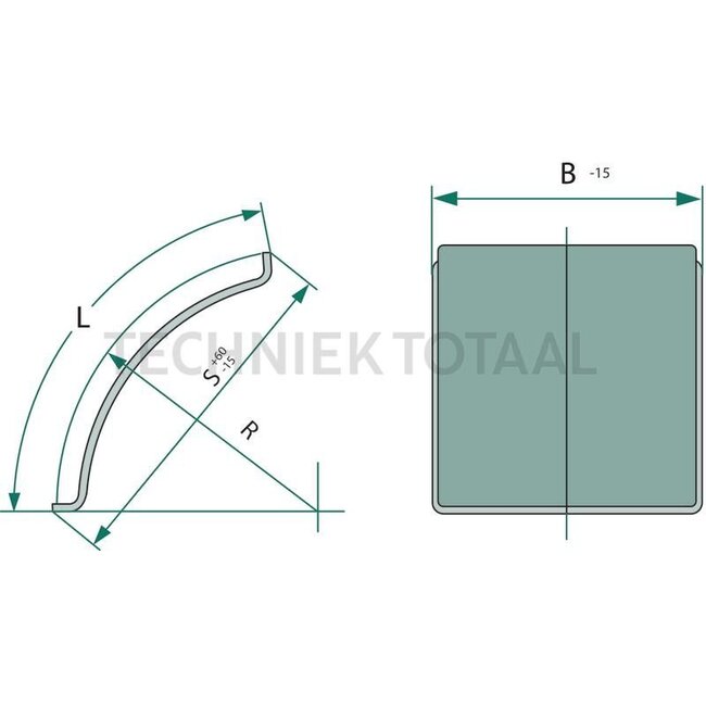GRANIT Kotflügel Viertelkreis 370 x 1245 mm, Radius 725 mm, ohne Halter - E2800