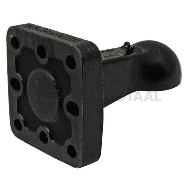Walterscheid Drawbar eye - 770ZKK80/145, 8003310 | D-value: 124,8 / 140,5 kN | Flange: 8 holes | Load capacity: 4500 / 1000 kg | Hole pattern: 145 x 145 mm | Hole: M21 mm | No. of holes: 8 | Colour: black | Lock: ball 80 | Description: This product is a spherical cap