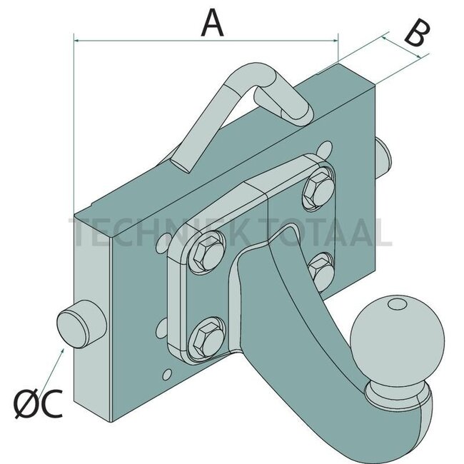 Walterscheid Anhängebock Kugel 50 rail 199 mm, Bolzen Ø 22 mm, 150 kg, schwarz