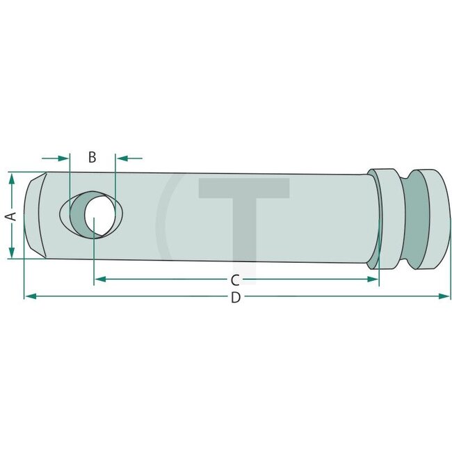GRANIT Top link pin Cat. 0 - 20012873 | Version: Drilled on one side, without chain | Category: 0 | A: 16 mm | B: 8,3 mm | C: 76 mm | D: 91 mm