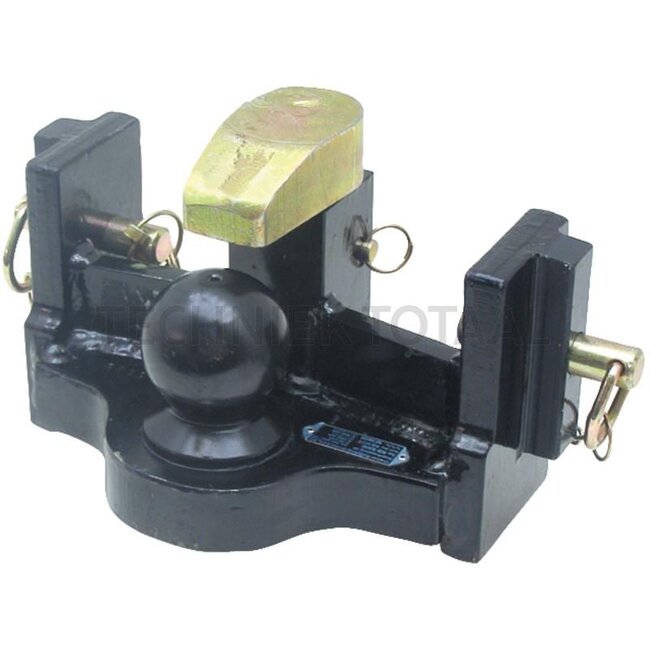 Walterscheid Inner part - 770KB8329, 8002579 | Rail width: 330 mm | Detent pin Ø: 25 mm | Guide width: 32 mm | Load capacity: 4000 kg | D-value: 102 kN | Colour: Black | Description: This product is a ball support with two locking bolts. The hitch ball 80 dimensions a