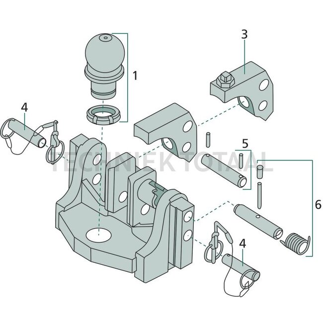 ROCKINGER Trekhaak - 787825A3040C, RO825A3040C | Railbreedte: 330 mm | Vergrendelpen Ø: 25 mm | Geleidebreedte: 32 mm | Oplegdruk: 4000 kg | D-waarde: 102 kN | Omschrijving: handmatige kogelkoppeling met in hoogte verstelbaar lager | grotere speling op de aftakas