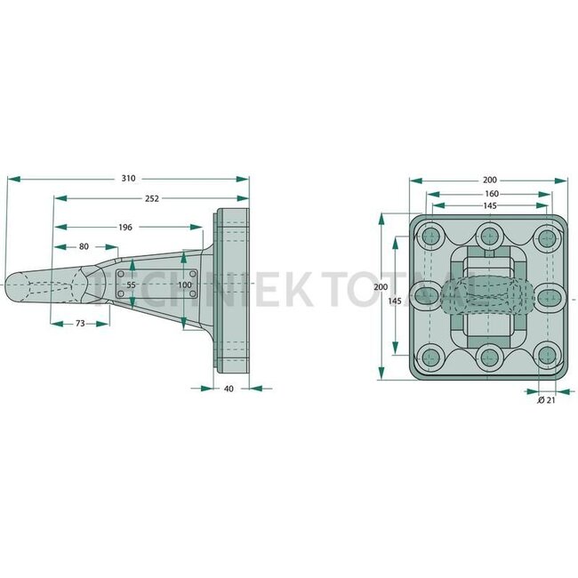 Scharmüller Zugöse - 77700654410, 0.654.41.0-A02, 00.654.41.0-A02 | Ausführung: Pick-up Hitch | D-Wert: 102,4 kN | Lochbild: 145 x 145 mm | Zugösen-Ø: 50 mm | Stützlast: 3000 kg | Farbe: Schwarz | Verriegelung: Ring, starr | Anzahl Löcher: 8 | Ausladung: 252 mm | Boh