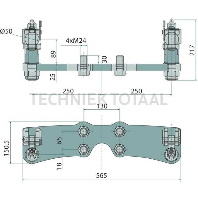 Sauermann Zwangslenkung 3 in 1 beide Seiten Kugel-Ø 50 mm, 130 x 65 mm | JAL225422