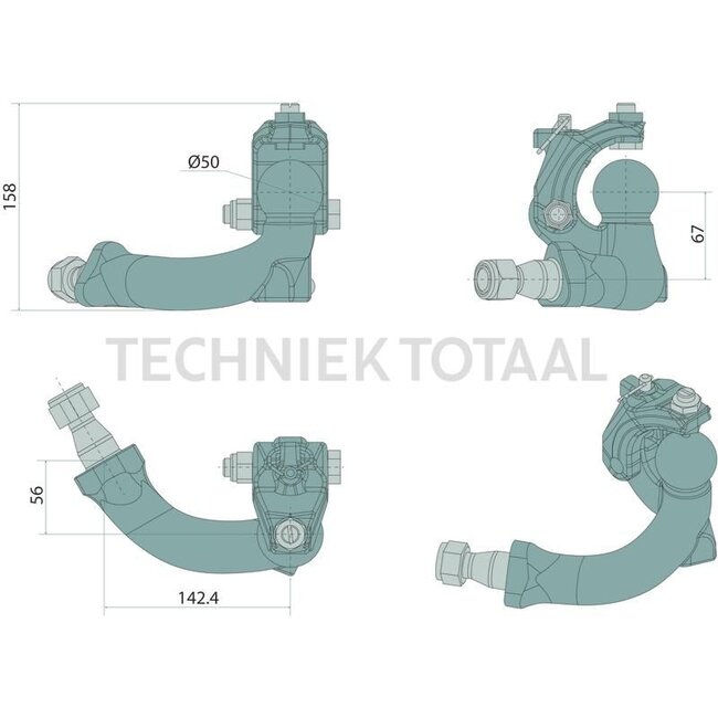 Scharmüller Gedwongen besturing rechts - 12032523 | Tip voor montage: Goedgekeurd voor stuurkrachten tot 20kN (2 ton) | Stuurkracht: 2 ton | Vergrendeling: K50 gedwongen besturings-aanbouwsysteem | Omschrijving: Afstand K80® tot K50 (mm)