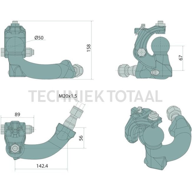 Scharmüller Positive steering Left - 11466587 | Assembly notes: Anticlockwise | Steering power: 2 t | Lock: K50 | Description: Approved for steering forces up to 20 kN (2 t)