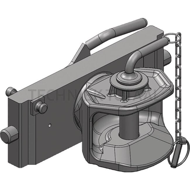 Scharmüller Inner part - 777033305011, 3.3305.011-A02, 03.3305.011-A02 | Rail width: 330 mm | Detent pin Ø: 25 mm | Guide width: 32 mm | Connecting pin: 31 mm | Load capacity: 2000 kg | D-value: 82,4 kN | Colour: Black | Description: Height adjustable with handle | P