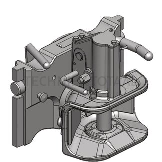 Scharmüller Bolzenkupplung Schienenbreite 320 mm - Rastbolzen Ø 30 mm - Führungsbreite 20 mm - Kuppelbolzen 38 mm - Stützlast 2000 kg - Schwarz