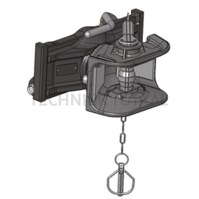 Scharmüller Hitch - 77705325506 | Rail width: 325 mm | Detent pin Ø: 25 mm | Guide width: 26 mm | Connecting pin: 38 mm | Load capacity: 2000 kg | D-value: 82,4 kN | Colour: Black | Description: Height adjustable with handle | Plate height: 133 mm | Lock: manual