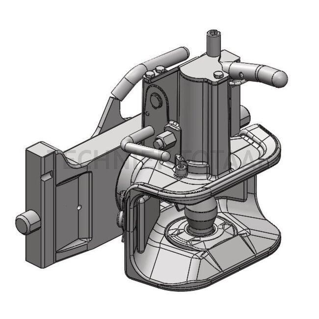 Scharmüller Pin coupling Rail width 330 mm - Detent pin Ø 25 mm - Guide width 32 mm - Connecting pin 38 mm - Load capacity 2000 kg - Black