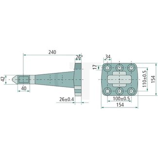 GRANIT Trekoog Ø 40 mm, 110 x 100 mm, 6-gaats, 130 kN, KTL gecoat
