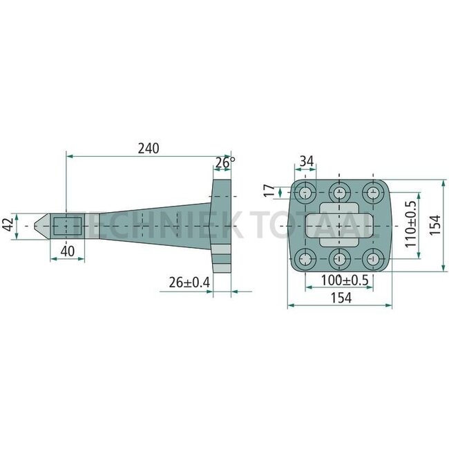 GRANIT Drawbar eye Ø 40 mm, 110 x 100 mm, 6-hole, 130 kN, KTL coated | 30000802, 205653