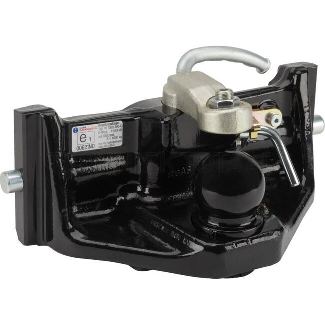 Sauermann Trekhaak Sauermann HS7659-390 - 711756910, RE310098, C51698814 | Railbreedte: 390 mm | Vergrendelpen Ø: 25 mm | Geleidebreedte: 31,4 mm | Oplegdruk: 4000 kg | Kleur: zwart | D-waarde: 120 kN | Uitvoering: Schuifpen | Vergrendeling: kogel 80