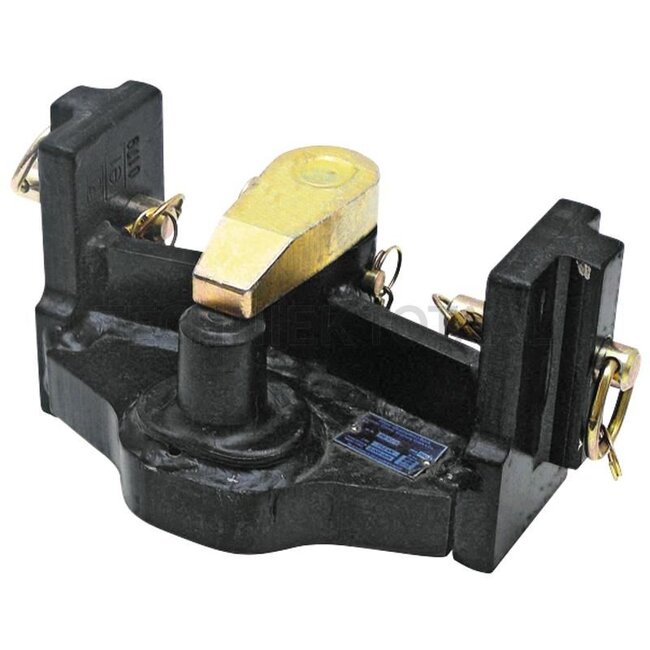 Walterscheid Piton Fix - 770CPIT5389N, 8005143 | Rail width: 390 mm | Detent pin Ø: 25 mm | Guide width: 32 mm | Load capacity: 3000 kg | D-value: 89.3 kN | Colour: Black | Description: This product is a height-adjustable Piton support with swivel hook D: 46 mm. The d