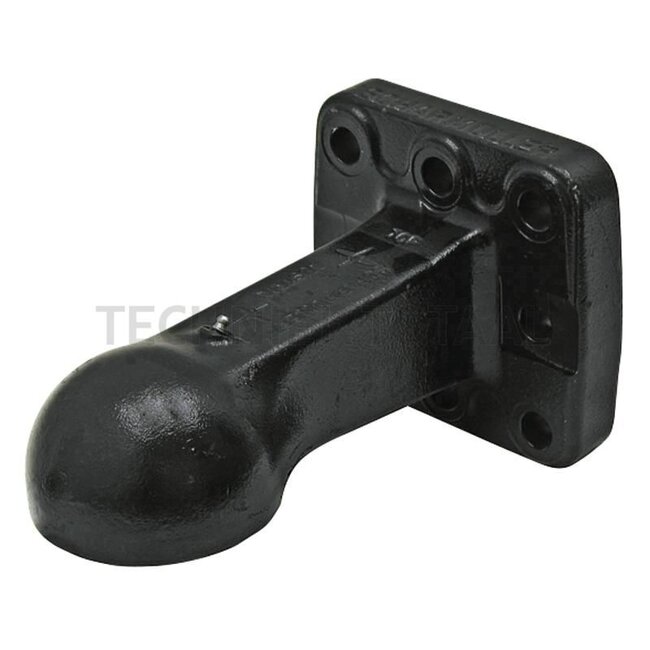 Sauermann Drawbar eye - 711107100, D04439609 | D-value: 93,6 kN | Flange: 8 holes | Load capacity: 4000 kg | Hole pattern: 145 x 145 mm | Hole: M21 mm | No. of holes: 8 | Colour: Black | Lock: ball 80 | Assembly notes: ISO 24347, mounting with 6 bolts permissible w