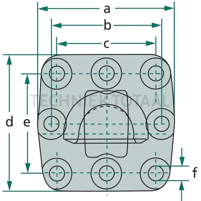 Sauermann Drawbar eye - 711107100, D04439609 | D-value: 93,6 kN | Flange: 8 holes | Load capacity: 4000 kg | Hole pattern: 145 x 145 mm | Hole: M21 mm | No. of holes: 8 | Colour: Black | Lock: ball 80 | Assembly notes: ISO 24347, mounting with 6 bolts permissible w