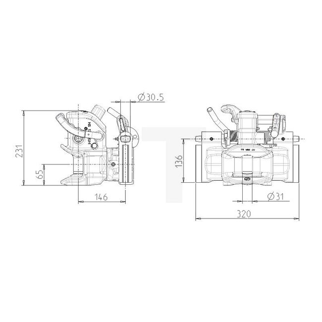 Sauermann Pin trailer coupling Ø 38 mm Massey Ferguson 7719/S, 8740/S - HS1700-KU/4B