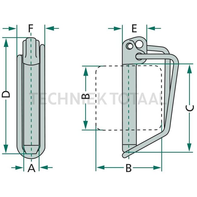 Formclip - 20006303055 | A: 5,5 mm | B: 30 mm | C: 42 mm | D: 63 mm | E: 13,5 mm | F: 16 mm