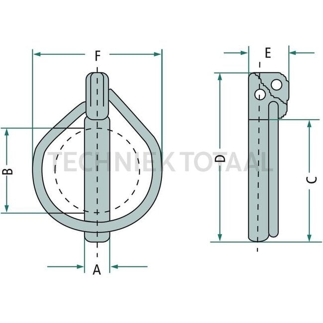GRANIT DIN-Klappstecker Satz 12 x 45 - 10 Stück - 20001112000/10, 1112000, 01112000 | A: 10,5 mm | B: 32 mm | C: 45 mm | D: 62 mm | E: 15 mm | F: 50 mm | Ausführung: verzinkt