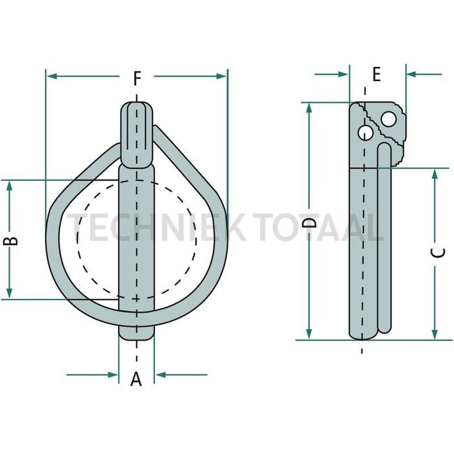 GRANIT DIN-Klappstecker Satz 12 x 65 - 10 Stück - 20001122300/10 | A: 11,5 mm | B: 53 mm | C: 65 mm | D: 85 mm | E: 21 mm | F: 67 mm | Ausführung: verzinkt