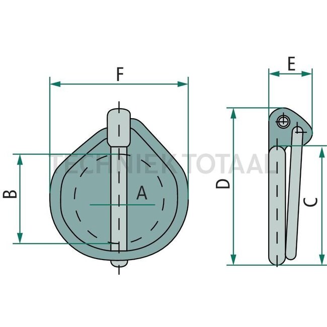 GRANIT Klappstecker 10 x 45 - 5 Stück - 20001950010/5 | Ausführung: V2A | A: 9,5 mm | B: 32 mm | C: 45 mm | D: 62 mm | E: 15 mm | F: 49 mm
