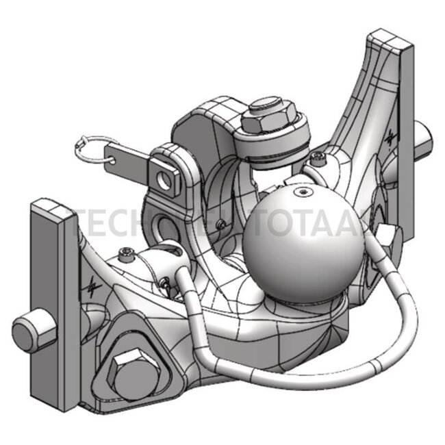 Scharmüller K80® ball insert - 11740833 | Rail width: 330 mm | Detent pin Ø: 25 mm | Guide width: 32 mm | Load capacity: 3000 kg | D-value: 82,4 kN | Plate height: 150 mm | Colour: JD green | Overhang: 75 mm | Description: Height adjustable with handle | Type: 633055