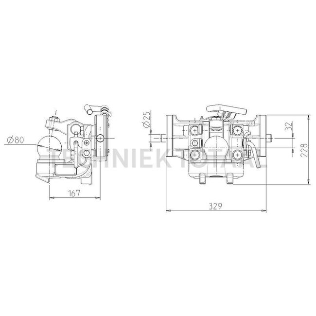 Sauermann Trekhaak Sauermann - 711125115, AL223044 | Railbreedte: 330 mm | Vergrendelpen Ø: 25 mm | Geleidebreedte: 31,4 mm | Oplegdruk: 3000 kg | Kleur: JD groen | Omschrijving: in hoogte verstelbaar | D-waarde: 92 kN | Uitvoering: Schuifpen | Vergrendeling: kog