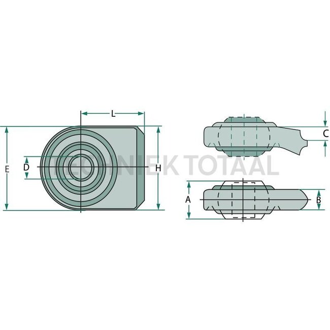 Walterscheid Ball joint head Cat. 3 - 395308756, 1308756 | Version: Lower link | Category: 3 | A: 45 mm | B: 30 mm | C: 16 mm | D: 30 mm | E: 100 mm | H: 90 mm | L: 80 mm